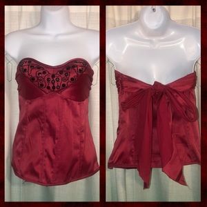 Charlotte Russe Tie Back Corset Top W/Side Zipper